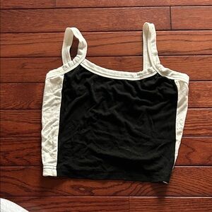White & Black Contrast Tank Crop Top - Women